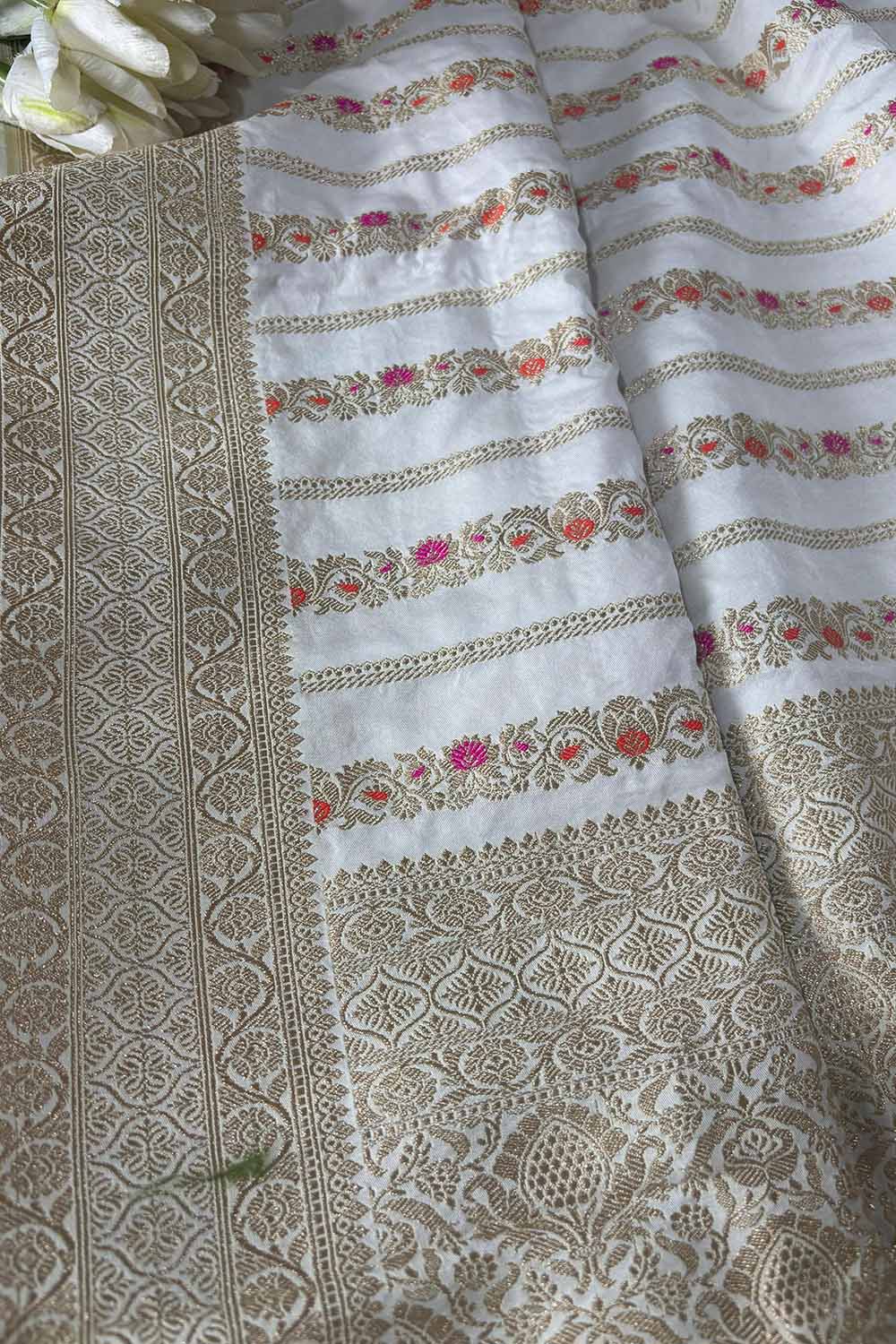 Dyeable Banarasi Mashru Silk Meenakari Saree - Luxurion World