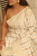Dyeable Banarasi Mashru Silk Meenakari Saree - Luxurion World