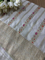 Dyeable Banarasi Mashru Silk Meenakari Saree - Luxurion World