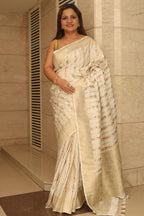 Dyeable Banarasi Mashru Silk Meenakari Saree - Luxurion World