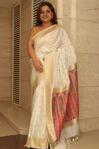 Dyeable Banarasi Mashru Silk Meenakari Saree - Luxurion World