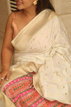 Dyeable Banarasi Mashru Silk Meenakari Saree - Luxurion World