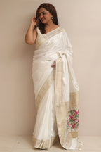 Stunning Dyeable Banarasi Plain Mashru Silk Meenakari Flower Design Saree - Luxurion World