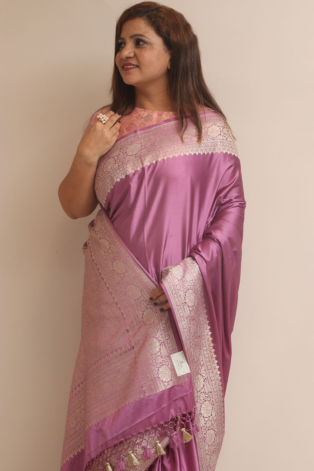 Purple Banarasi Mashru Silk Plain Saree - Luxurion World