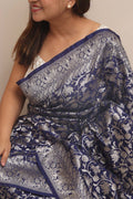 Elegant Blue Banarasi Silk Shikargah Design Saree - Luxurion World