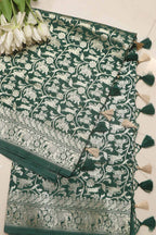 Elegant Green Banarasi Silk Shikargah Design Saree - Luxurion World