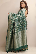 Elegant Green Banarasi Silk Shikargah Design Saree - Luxurion World