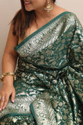 Elegant Green Banarasi Silk Shikargah Design Saree - Luxurion World