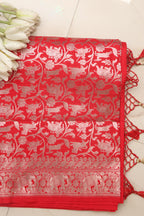 Elegant Red Banarasi Silk Shikargah Design Saree - Luxurion World