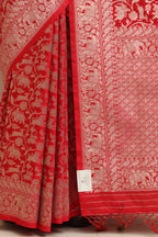 Elegant Red Banarasi Silk Shikargah Design Saree - Luxurion World