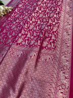 Elegant Pink Banarasi Silk Shikargah Design Saree - Luxurion World