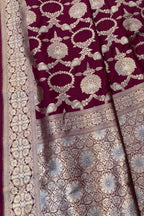 Maroon Banarasi Silk Sona Roopa Jaal Work Saree - Luxurion World