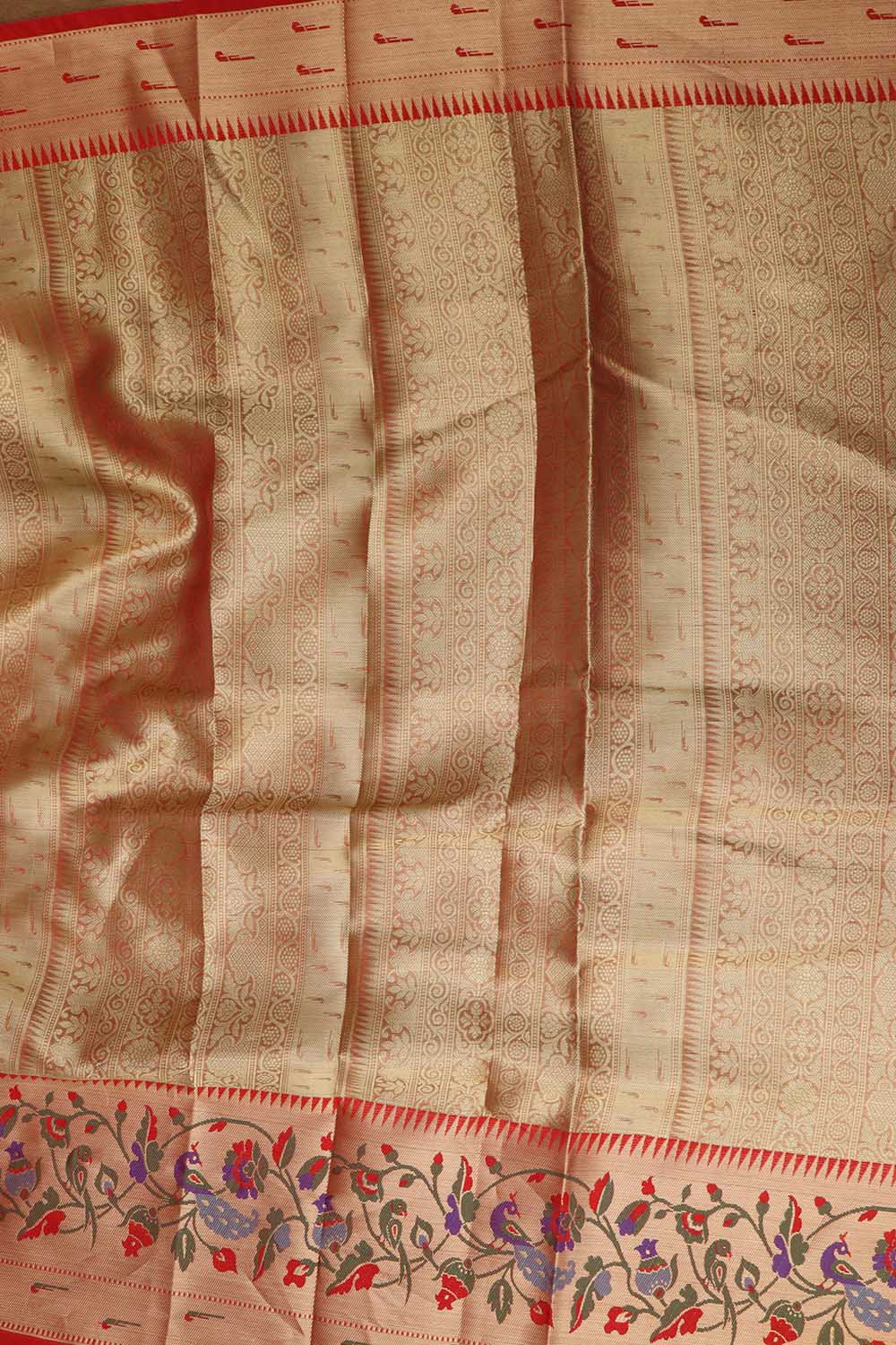 Light Green Banarasi Organza Kora Silk Paithani Border Saree - Luxurion World