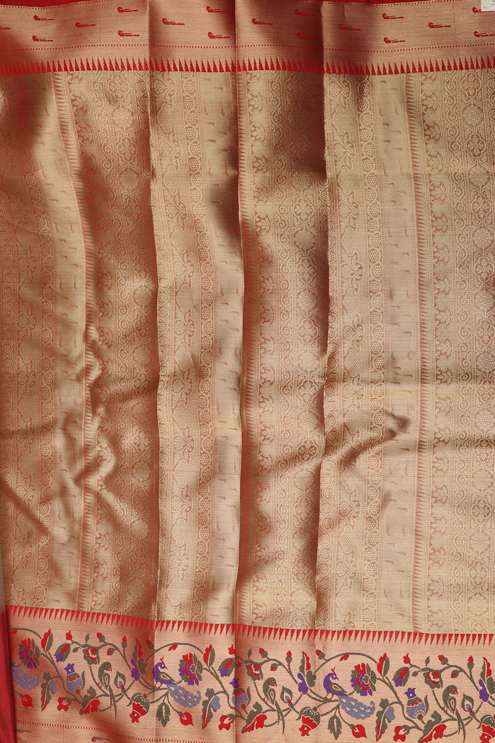 Grey Banarasi Organza Kora Silk Paithani Border Saree - Luxurion World