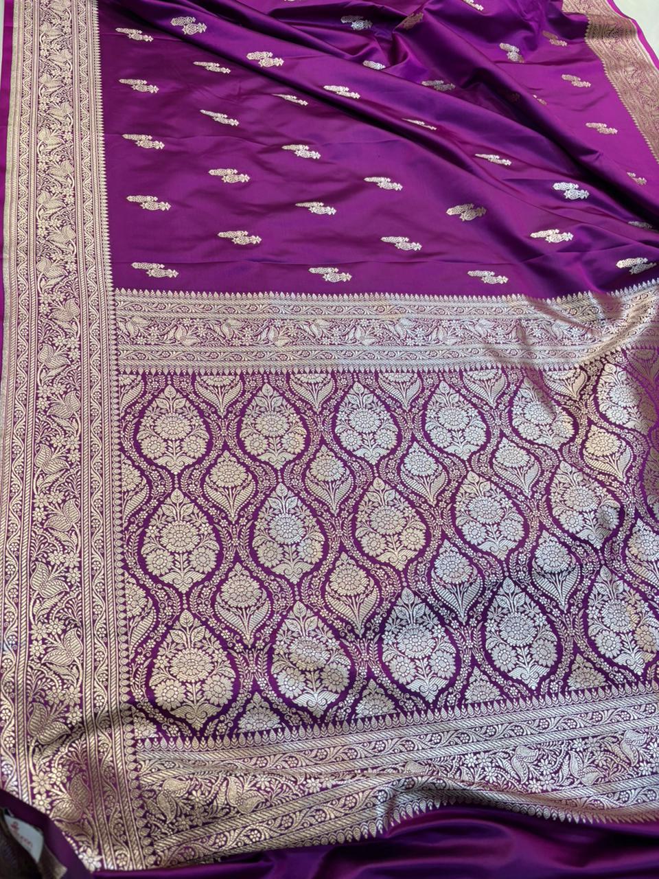 Purple Banarasi Silk Saree - Luxurion World