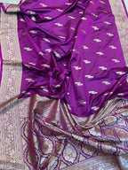 Purple Banarasi Silk Saree - Luxurion World