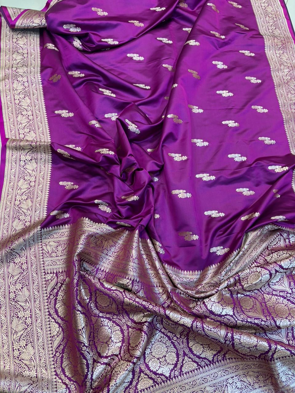 Purple Banarasi Silk Saree - Luxurion World