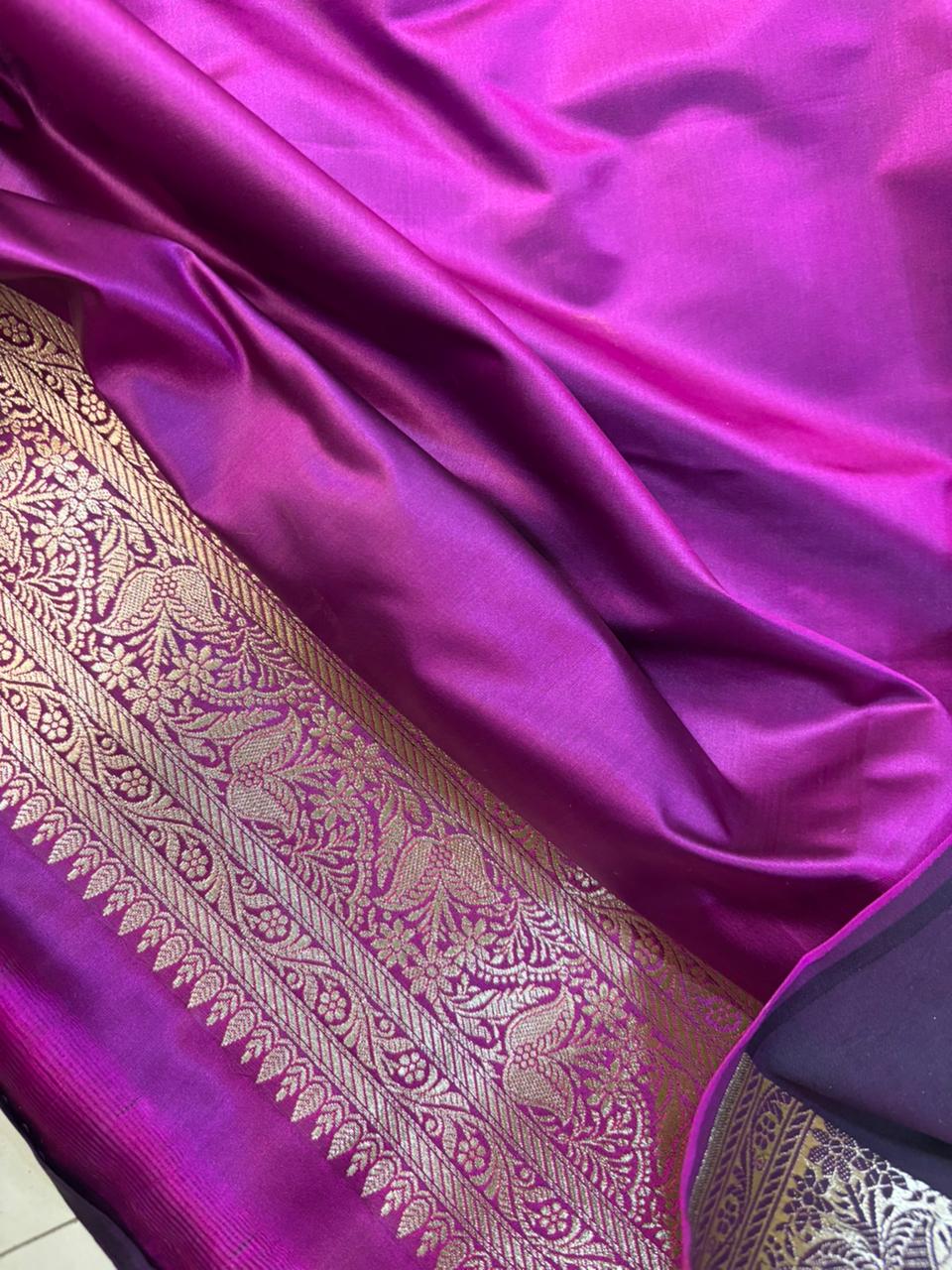 Purple Banarasi Silk Saree - Luxurion World