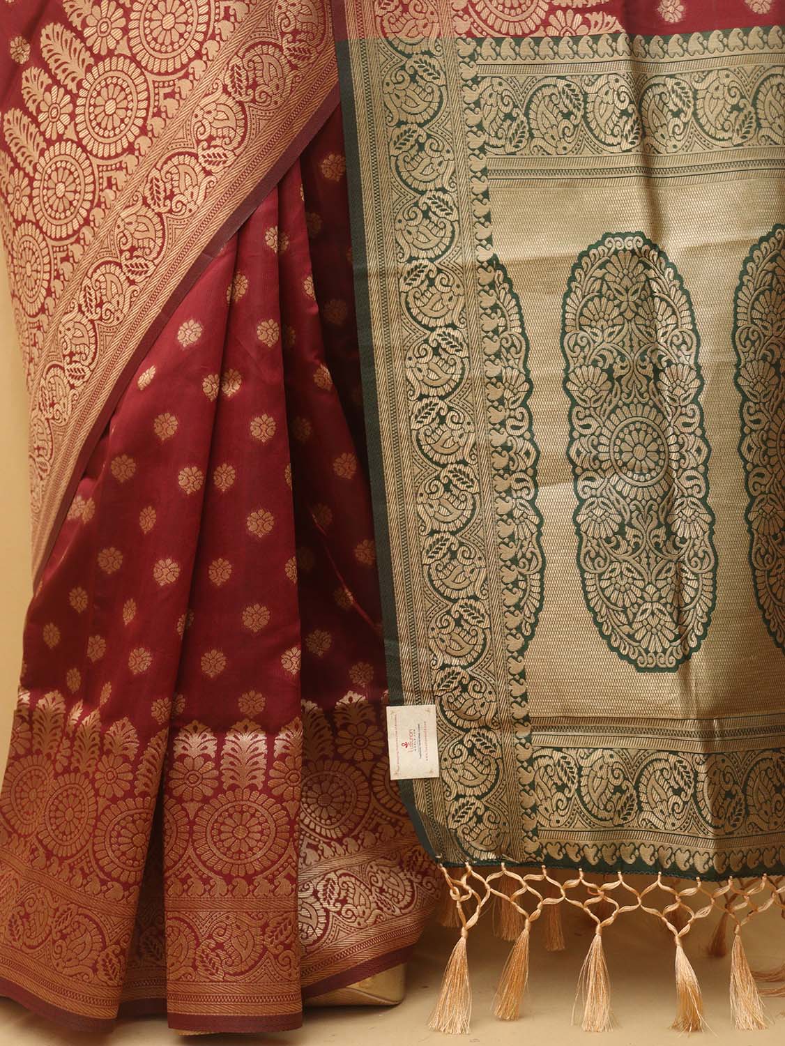 Stunning Maroon Banarasi Cotton Silk Saree - Perfect for Any Occasion - Luxurion World