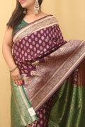 Elegant Purple Banarasi Cotton Silk Saree - Luxurion World