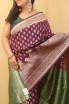 Elegant Purple Banarasi Cotton Silk Saree - Luxurion World