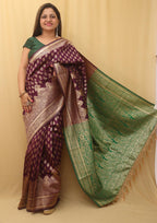 Elegant Purple Banarasi Cotton Silk Saree - Luxurion World
