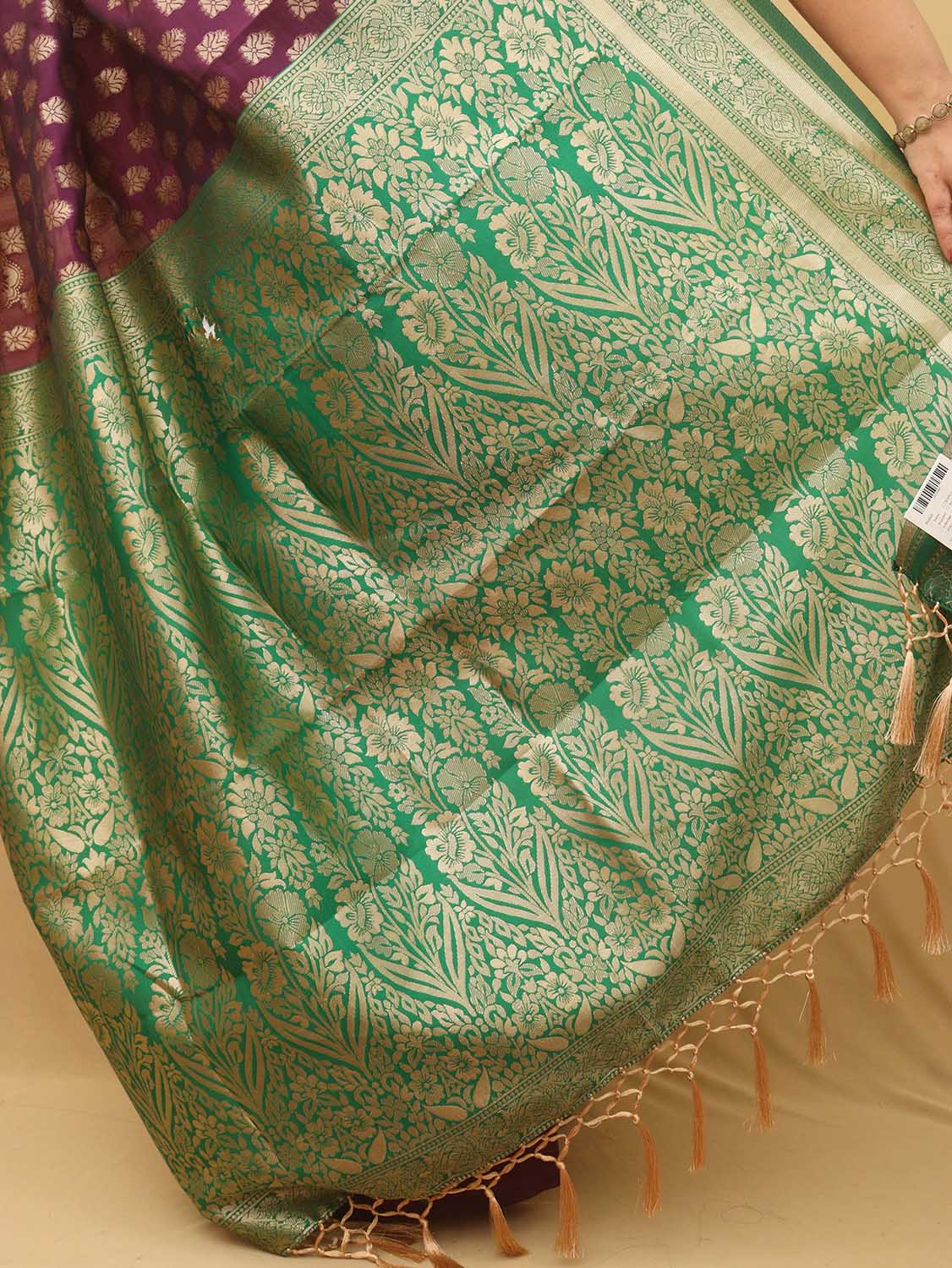 Elegant Purple Banarasi Cotton Silk Saree - Luxurion World