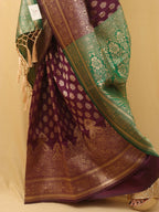 Elegant Purple Banarasi Cotton Silk Saree - Luxurion World