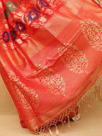 Red Banarasi Cotton Silk Meenakari Saree - Luxurion World