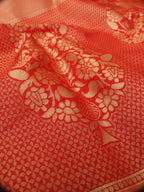 Red Banarasi Cotton Silk Meenakari Saree - Luxurion World