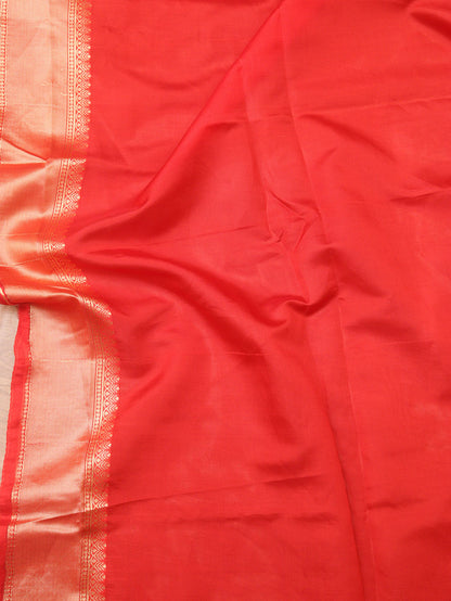 Red Banarasi Cotton Silk Meenakari Saree - Luxurion World