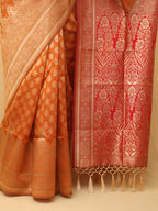 Orange Banarasi Cotton Silk Saree - Luxurion World