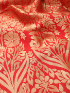 Orange Banarasi Cotton Silk Saree - Luxurion World