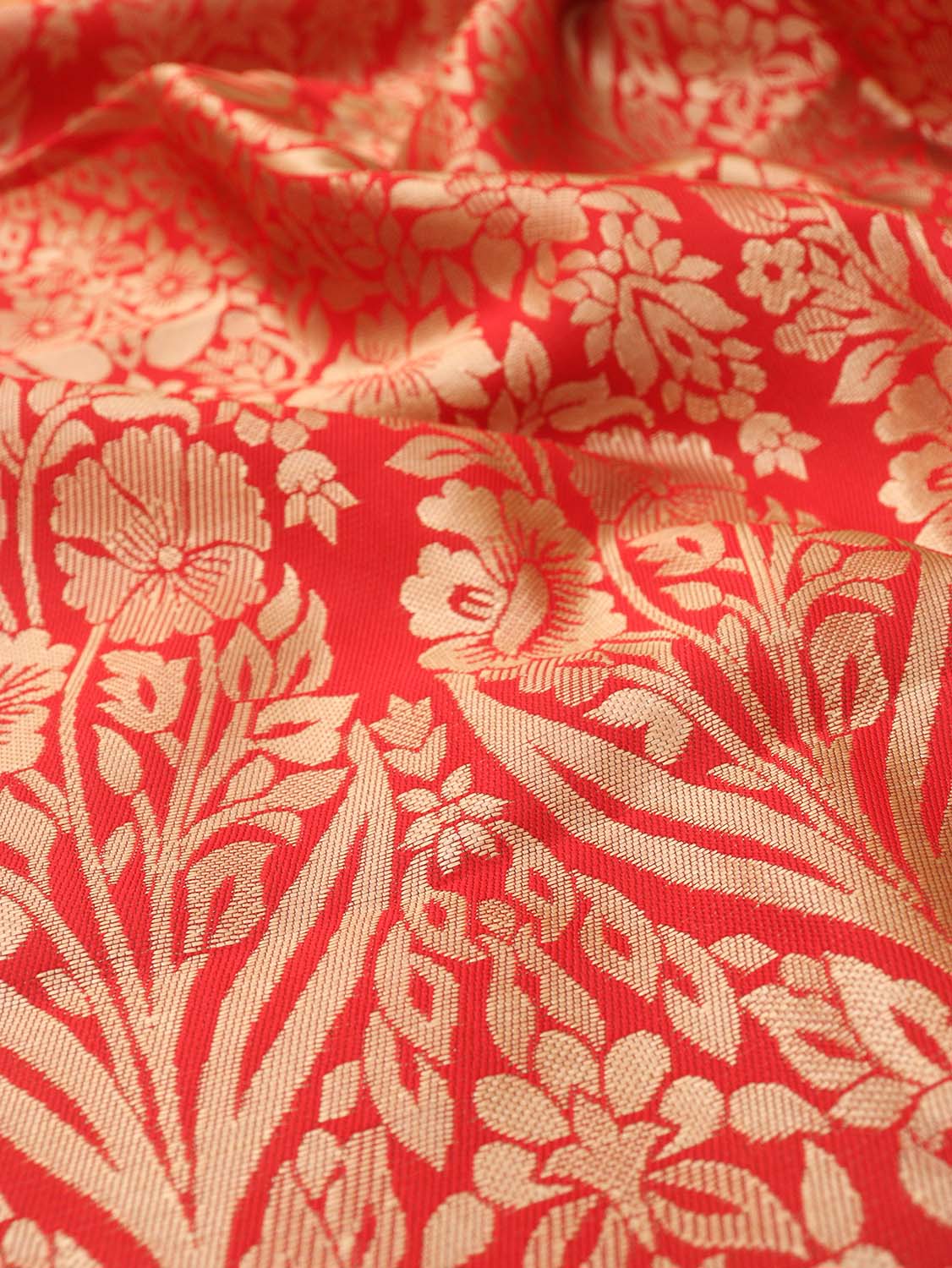 Orange Banarasi Cotton Silk Saree - Luxurion World