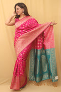 Pink Banarasi Cotton Silk Saree - Luxurion World