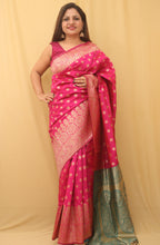 Pink Banarasi Cotton Silk Saree - Luxurion World