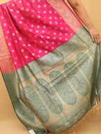 Pink Banarasi Cotton Silk Saree - Luxurion World