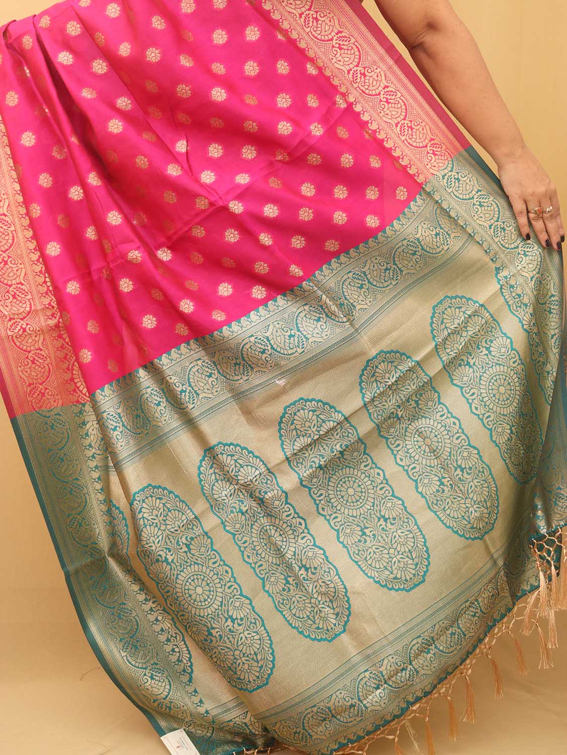 Pink Banarasi Cotton Silk Saree - Luxurion World