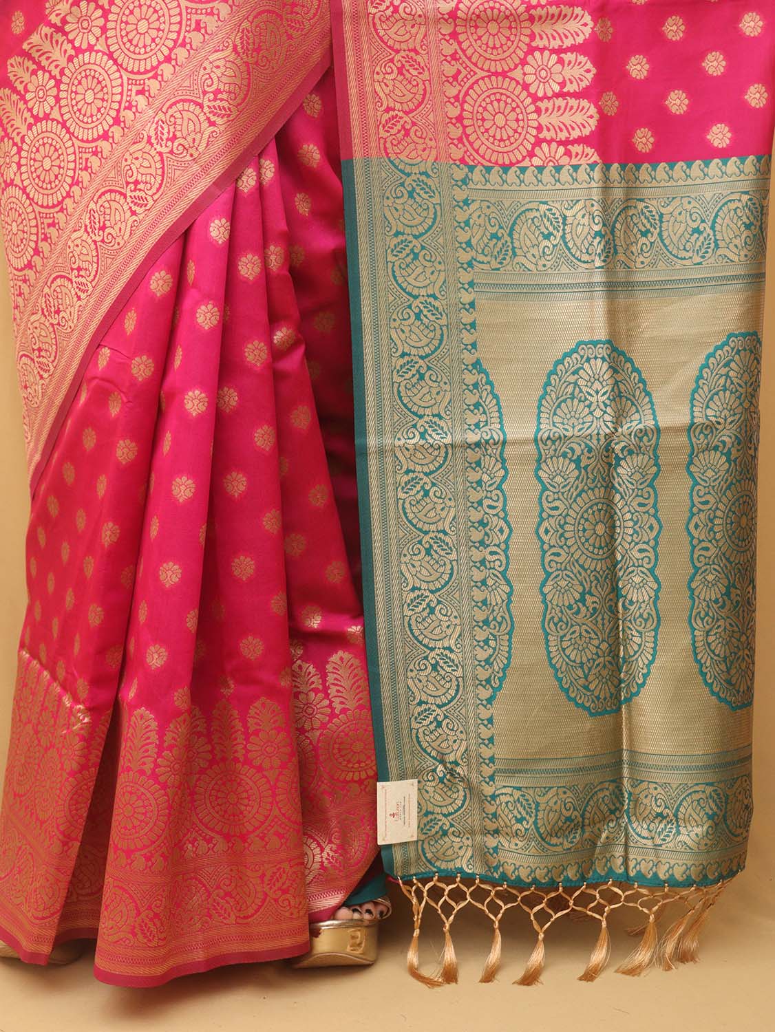 Pink Banarasi Cotton Silk Saree - Luxurion World
