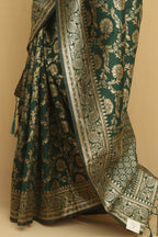 Green Banarasi Cotton Silk Saree - Luxurion World