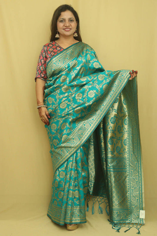 Blue Banarasi Cotton Silk Saree