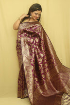 Elegant Purple Banarasi Cotton Silk Saree - Luxurion World