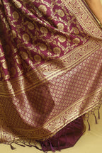 Elegant Purple Banarasi Cotton Silk Saree - Luxurion World