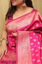 Elegant Pink Banarasi Cotton Silk Saree: A Timeless Classic - Luxurion World