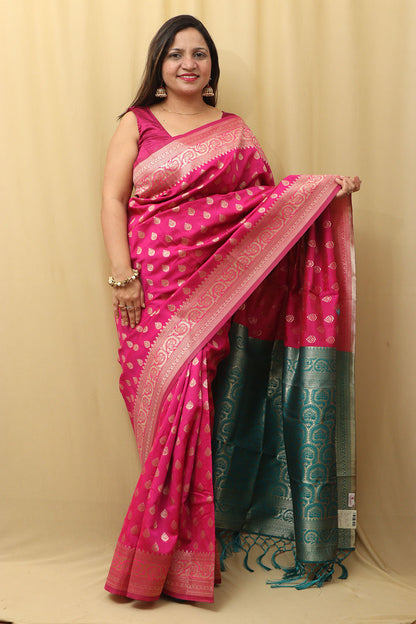 Elegant Pink Banarasi Cotton Silk Saree: A Timeless Classic - Luxurion World