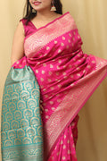 Elegant Pink Banarasi Cotton Silk Saree: A Timeless Classic - Luxurion World