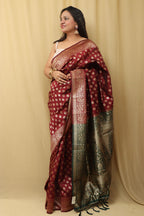 Timeless Elegance: Maroon Banarasi Silk Saree - Luxurion World