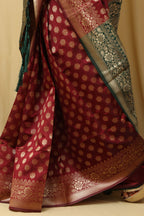 Timeless Elegance: Maroon Banarasi Silk Saree - Luxurion World