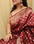 Timeless Elegance: Maroon Banarasi Silk Saree - Luxurion World