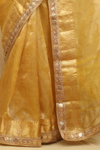 Golden Glow: Elegant Yellow Banarasi Tissue Saree - Luxurion World